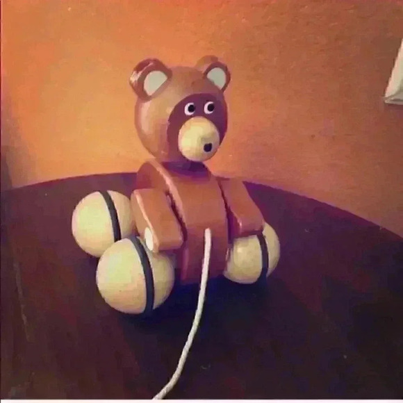 FAO Schwarz brown wooden bear rolling toy baby - Picture 2 of 5